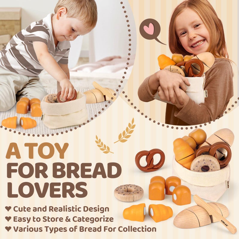 Airlab Play Food Sets for Kids Kitchen for Toddler 1-3 Toy Food Grocery Pretend Playsets 2 3 4 5 6 Year Old Boys Girls Birthday Gift Ages 4-8 Educational Bread Bakery Toys - Image 5