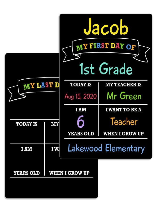 Fun-Plus Double-Sided First & Last Day of School Sign 11.5 * 8.3 inches Board - Reusable PVC Board for Preschool, Kindergarten to Elementary - Back to School Photo Prop & Memory Keeper with Erasable Surface - Image 1