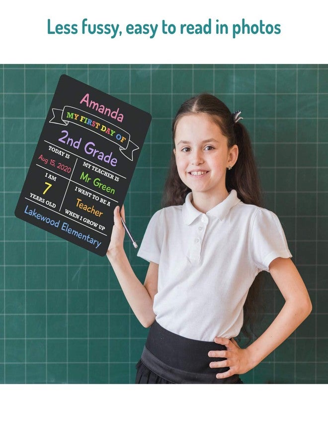 Fun-Plus Double-Sided First & Last Day of School Sign 11.5 * 8.3 inches Board - Reusable PVC Board for Preschool, Kindergarten to Elementary - Back to School Photo Prop & Memory Keeper with Erasable Surface - Image 2