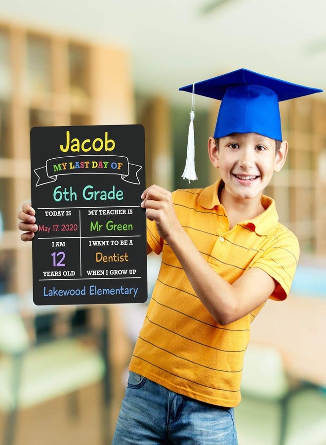 Fun-Plus Double-Sided First & Last Day of School Sign 11.5 * 8.3 inches Board - Reusable PVC Board for Preschool, Kindergarten to Elementary - Back to School Photo Prop & Memory Keeper with Erasable Surface - Image 3