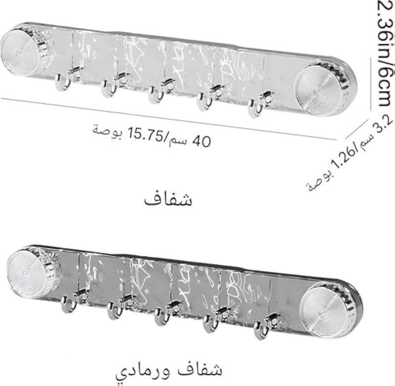 Title: Suction Cup Hook Rack Acrylic Wall Hanger With 6 Hooks, Transparent Adhesive Organizer For Bathroom Kitchen, Towel Holder, Keys Storage, No Drill Wall Mount - Image 3