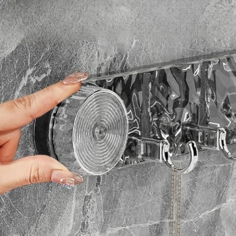 Title: Suction Cup Hook Rack Acrylic Wall Hanger With 6 Hooks, Transparent Adhesive Organizer For Bathroom Kitchen, Towel Holder, Keys Storage, No Drill Wall Mount - Image 5