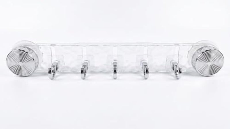 Title: Suction Cup Hook Rack Acrylic Wall Hanger With 6 Hooks, Transparent Adhesive Organizer For Bathroom Kitchen, Towel Holder, Keys Storage, No Drill Wall Mount - Image 1