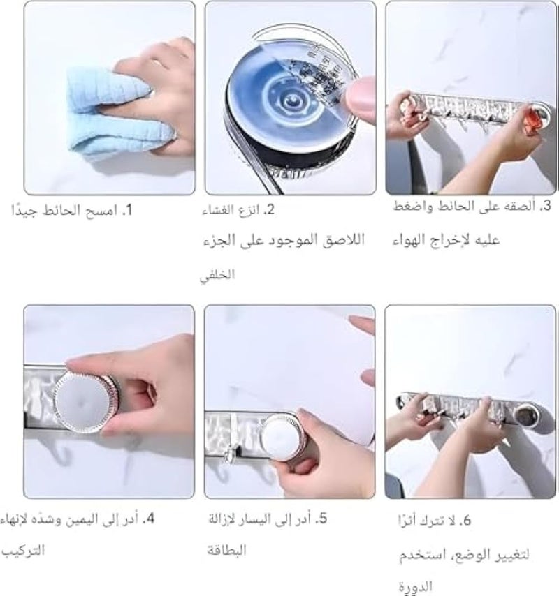 Title: Suction Cup Hook Rack Acrylic Wall Hanger With 6 Hooks, Transparent Adhesive Organizer For Bathroom Kitchen, Towel Holder, Keys Storage, No Drill Wall Mount - Image 4