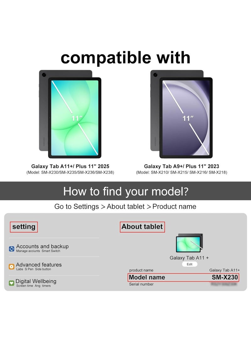 Rock Pow 2 PCS Screen Protector for Galaxy Tab A11 Plus 2025 / Tab A9 Plus 11 Inch 2023, HD Tempered Glass 9H Film Guard for Tab A11+ 11 inch 2025/ A9+ 5G 11" inch 2023 - Image 2
