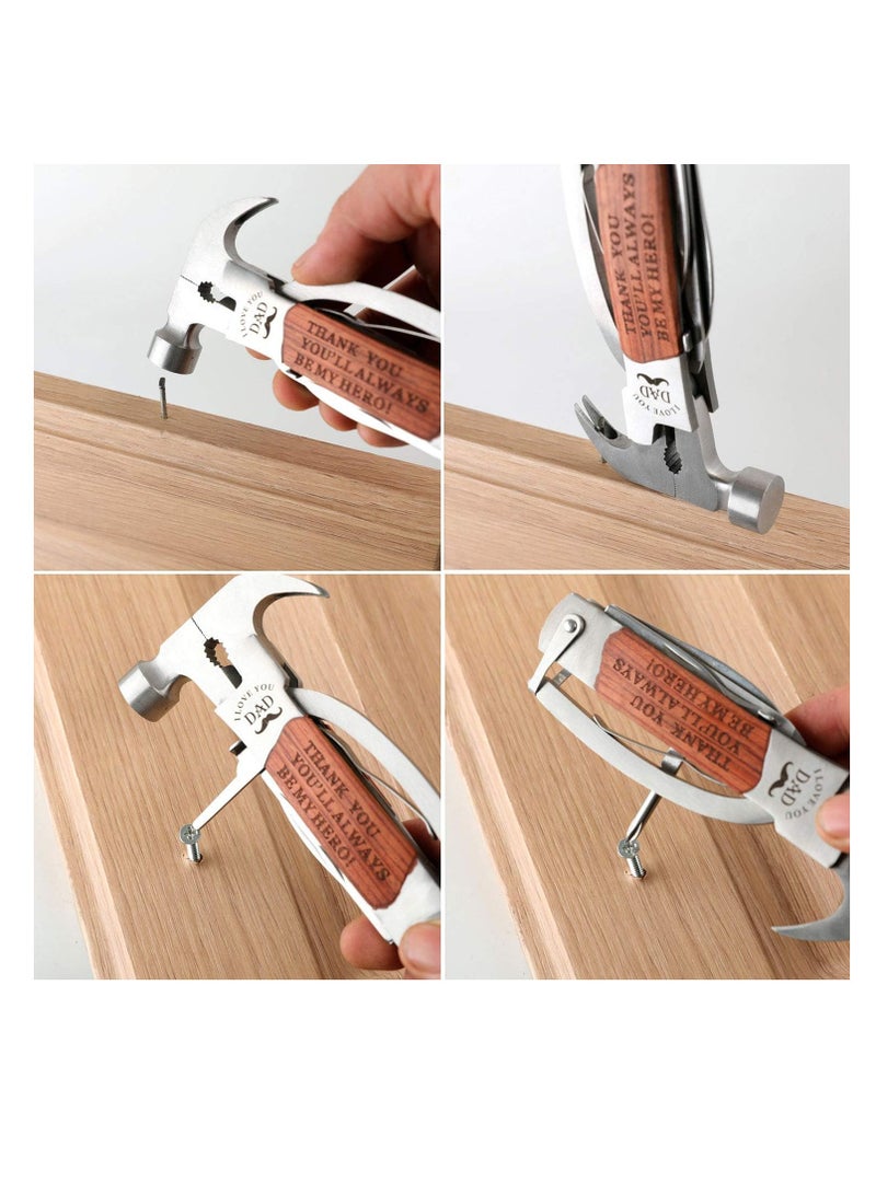 VEITORLD All in One Survival Tools Small Hammer Multitool, Gifts for Dad from Kids Unique Birthday Gift Ideas for Dad Men Him from Daughter Son, Cool Gadgets Stocking Stuffers - Image 4