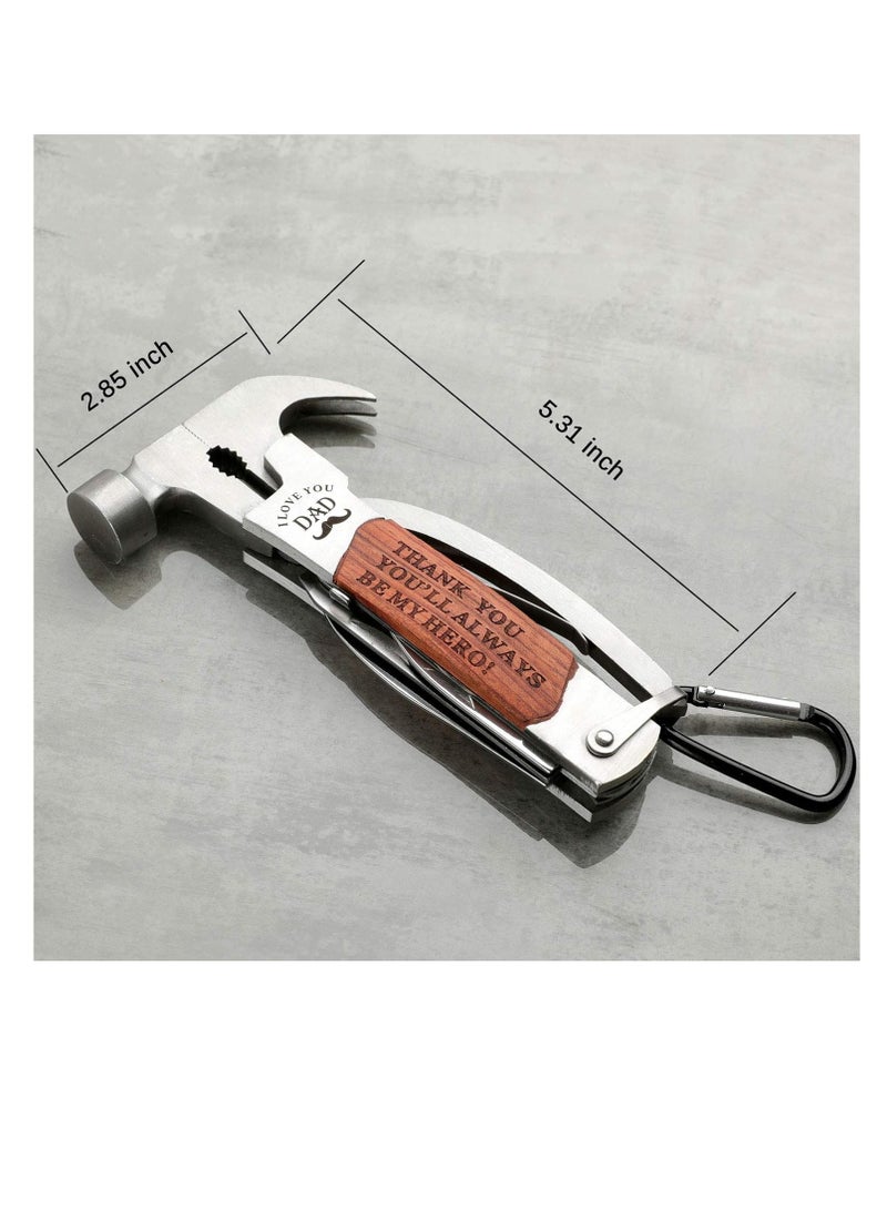 VEITORLD All in One Survival Tools Small Hammer Multitool, Gifts for Dad from Kids Unique Birthday Gift Ideas for Dad Men Him from Daughter Son, Cool Gadgets Stocking Stuffers - Image 1
