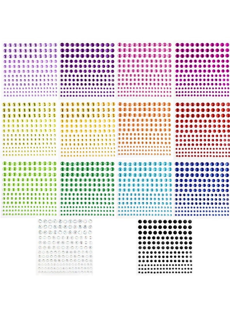 2310 PCS Self Adhesive Rhinestone Gem Stickers For Face Nail Body Makeup Festival,4 Size 14 Sheets Bling Jewels Stickers For DIY Craft Card Decorations - Image 1