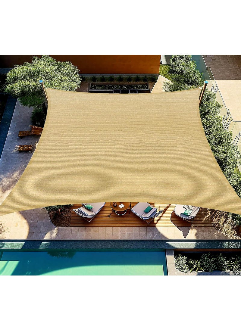 GREEN DECOR GREEN DECOR HDPE Fabric SS Hook Sun Shade Sails 8590 Protection from Sun UV Rays Ideal for Car Parking Outdoor Garden Balcony PatioBalcony Tent Beige Color 95 X 5 Feet Pack of 1 Piece 