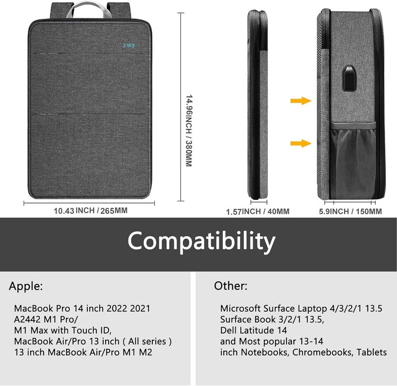 ZINZ Slim & Expandable Laptop Backpack 15 15.6 16 Inch Case, Water Resistant Travel Backpack Compatible with MacBook Pro/Neo 16" 15", Dell XPS 15 16 and Most 15" 15.6" 16" Notebooks - Image 2