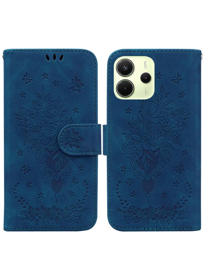 S-TOP Case For Redmi Note 14 4G 163.25mm Butterfly Rose Embossed Leather Phone Case - Image 1