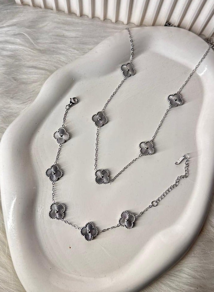 Maya accessories set of( bracelet and necklace ) stainless steel (SILVER) 