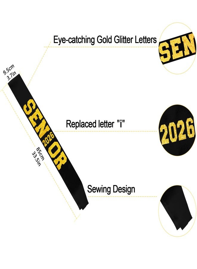 Partyprops 6Pcs Black Senior 2026 Satin Sashes with Gold Glitter Letters Senior 2026 Decorations - 2026 Graduation Celebrations Sashes - Senior Cheer Sash - Cheerleader Sash - Class Competition Sashes - Image 5