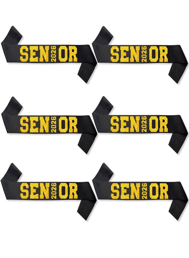 Partyprops 6Pcs Black Senior 2026 Satin Sashes with Gold Glitter Letters Senior 2026 Decorations - 2026 Graduation Celebrations Sashes - Senior Cheer Sash - Cheerleader Sash - Class Competition Sashes - Image 2