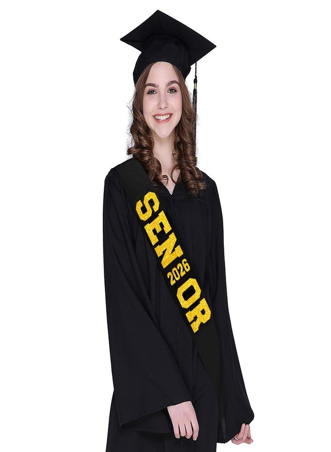 Partyprops 6Pcs Black Senior 2026 Satin Sashes with Gold Glitter Letters Senior 2026 Decorations - 2026 Graduation Celebrations Sashes - Senior Cheer Sash - Cheerleader Sash - Class Competition Sashes - Image 4