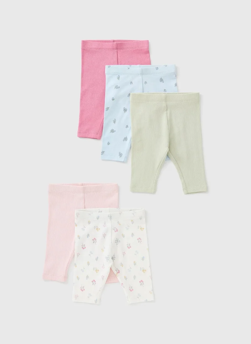 ماتلان 5 Pack Baby Pink Floral Leggings