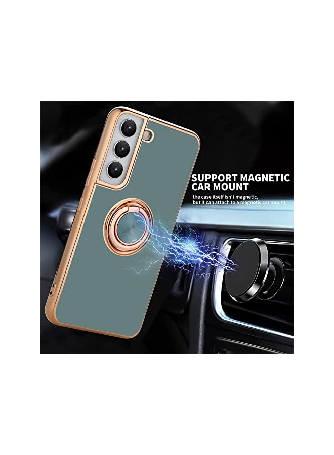 YoYoTech Case for Galaxy S22 Luxury Silicone TPU Shockproof Ring Holder Kickstand Slim Plated Phone Case Cover Designed for Samsung Galaxy S22 6.10’ (2022)- Gray - Image 3