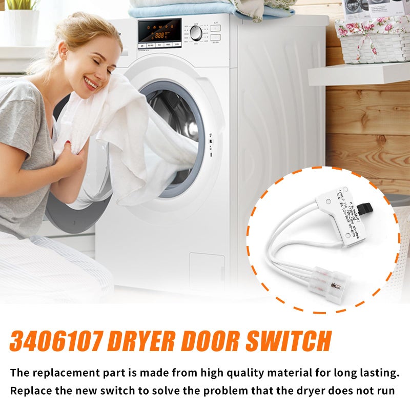 Discount Parts Direct WP3406107 3406107 Dryer Door Switch Replacement Part For Whirlpool & Kenmore Maytag Dryer - Replaces 3405100, 3405101, 3406100, 3406101, 3406109, AED4475TQ1, MEDC400VW0 - Image 4