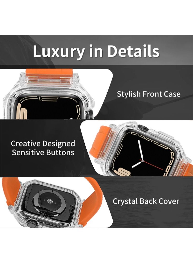 Aikanbo Transparent Lightweight Hard Case Strap for Apple Watch Series 8 7 45 mm/SE 6 5 44 mm,Luxury Crystal Clear Rugged Cushioned Heavy Duty Full Protection iWatch - Image 5