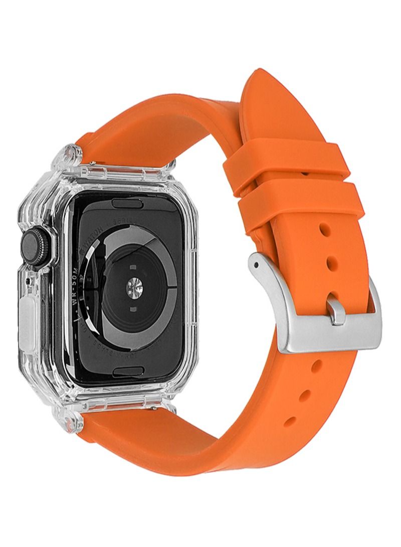 Aikanbo Transparent Lightweight Hard Case Strap for Apple Watch Series 8 7 45 mm/SE 6 5 44 mm,Luxury Crystal Clear Rugged Cushioned Heavy Duty Full Protection iWatch - Image 2
