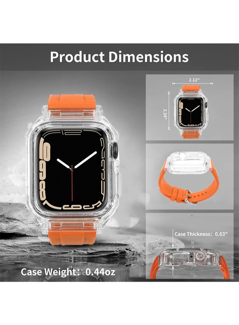 Aikanbo Transparent Lightweight Hard Case Strap for Apple Watch Series 8 7 45 mm/SE 6 5 44 mm,Luxury Crystal Clear Rugged Cushioned Heavy Duty Full Protection iWatch - Image 3