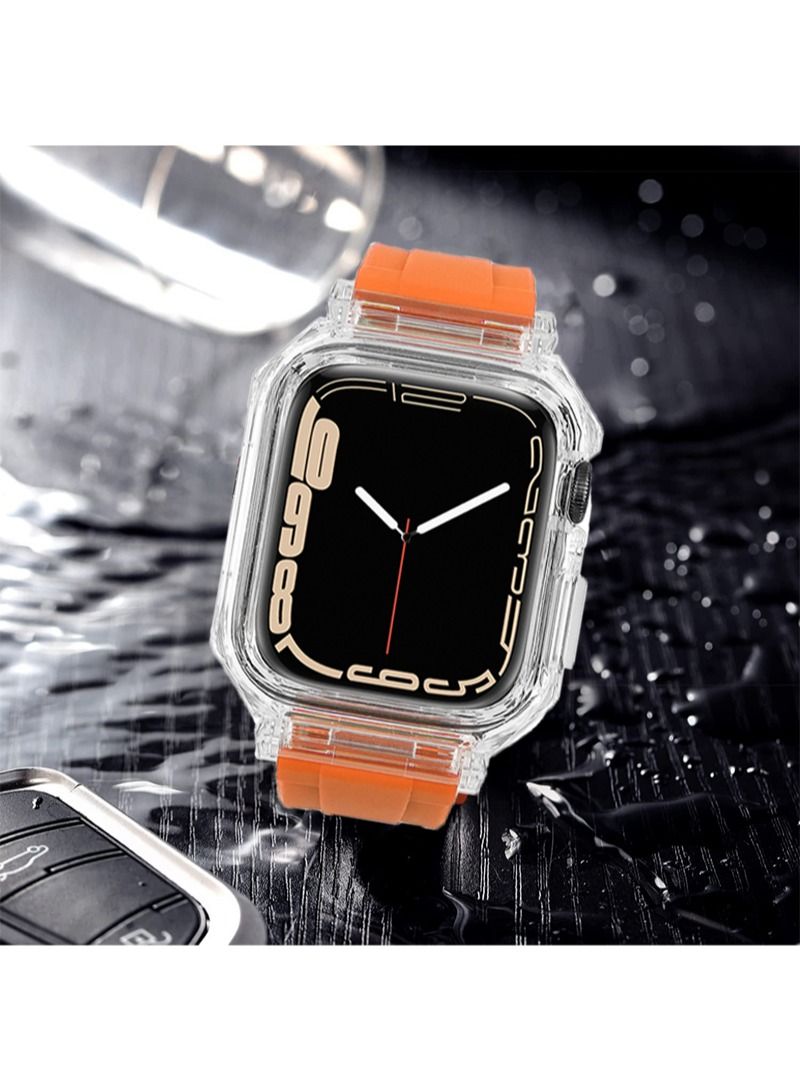 Aikanbo Transparent Lightweight Hard Case Strap for Apple Watch Series 8 7 45 mm/SE 6 5 44 mm,Luxury Crystal Clear Rugged Cushioned Heavy Duty Full Protection iWatch - Image 4