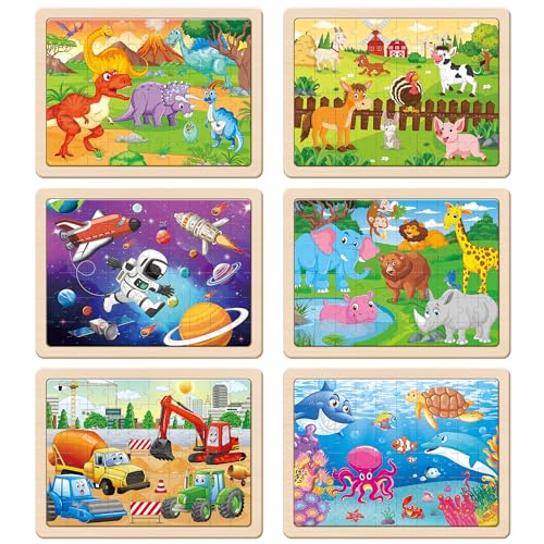 SYNARRY Wooden Puzzles for Kids Ages 46 6 Packs 60 PCs Jigsaw Puzzles Preschool Educational Toys for Children Ages 48 Puzzles for Kids Ages 68 Boys Girls Easter Basket Stuffers for Kids - Image 5