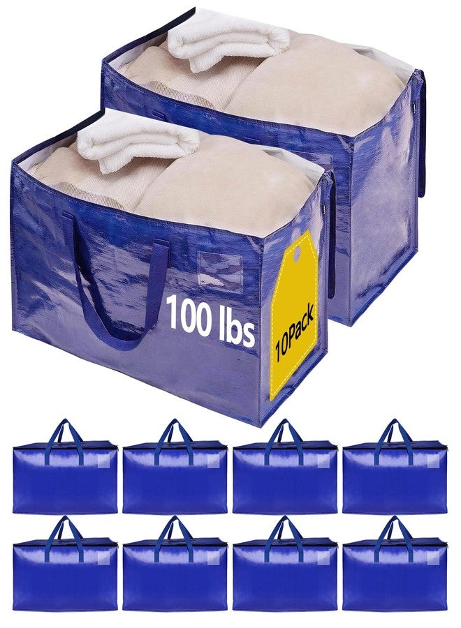 Demiwise 10 Pack Waterproof Moving Bags with Strong Zippers and Reinforced Handles, Real 100lb Capacity Extra Heavy Duty Large Storage Totes for Packing & Moving Storing, Alternative to Moving Boxes -95L,Blue - Image 1