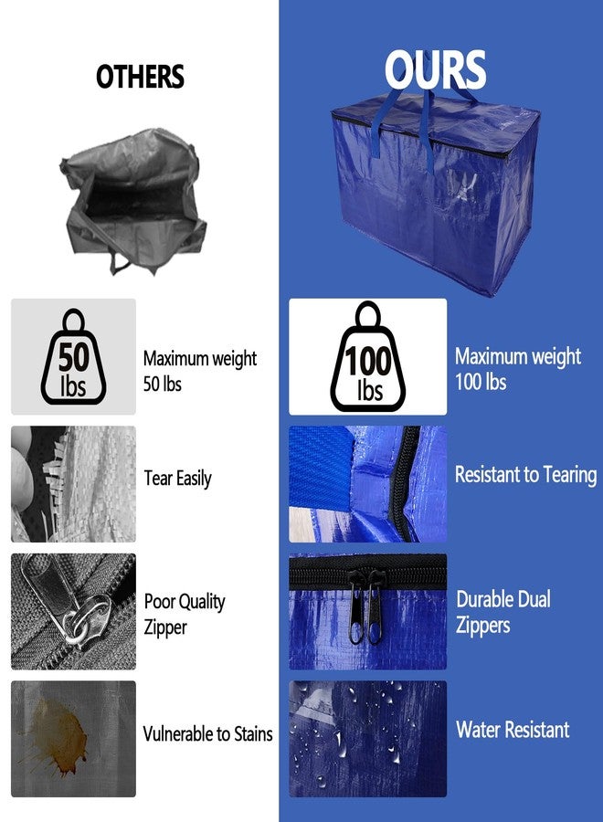 Demiwise 10 Pack Waterproof Moving Bags with Strong Zippers and Reinforced Handles, Real 100lb Capacity Extra Heavy Duty Large Storage Totes for Packing & Moving Storing, Alternative to Moving Boxes -95L,Blue - Image 2