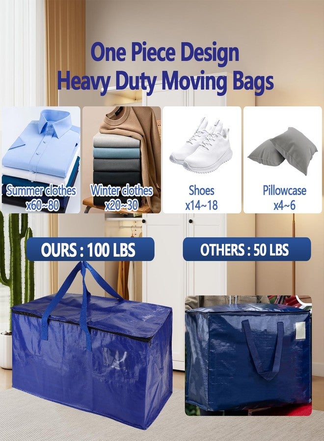 Demiwise 10 Pack Waterproof Moving Bags with Strong Zippers and Reinforced Handles, Real 100lb Capacity Extra Heavy Duty Large Storage Totes for Packing & Moving Storing, Alternative to Moving Boxes -95L,Blue - Image 3
