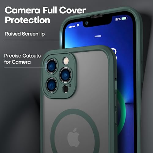 ImpactStrong Magnetic Guard Designed for iPhone 13 Pro Case [Camera Protection] [Military Grade Drop Tested] [Compatible with MagSafe] Slim Translucent Matte Phone Case (6.1") - Dark Green - Image 4