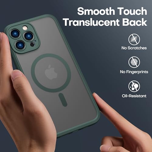 ImpactStrong Magnetic Guard Designed for iPhone 13 Pro Case [Camera Protection] [Military Grade Drop Tested] [Compatible with MagSafe] Slim Translucent Matte Phone Case (6.1") - Dark Green - Image 5