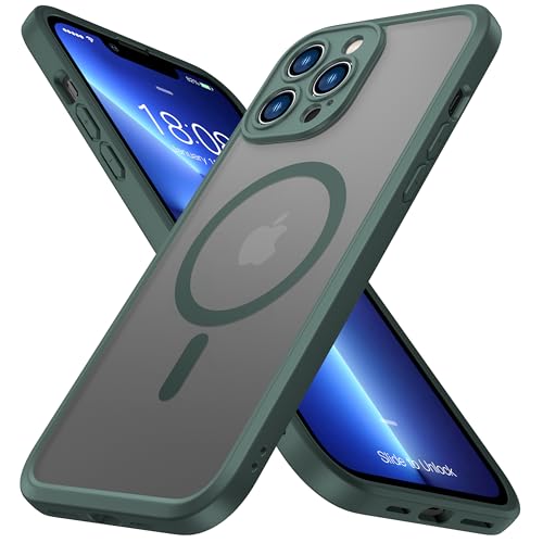 ImpactStrong Magnetic Guard Designed for iPhone 13 Pro Case [Camera Protection] [Military Grade Drop Tested] [Compatible with MagSafe] Slim Translucent Matte Phone Case (6.1") - Dark Green - Image 1