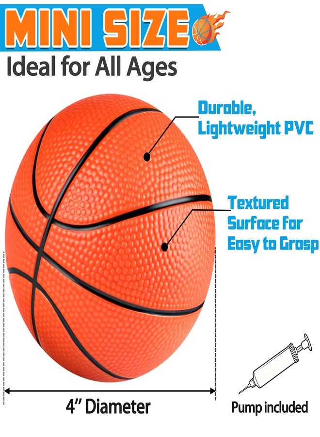 Hymaz 24 Pack 4 inch Mini Basketball Ball, Small Basketball with Pump for Kids Toddlers Great Gifts, Inflatable Toys Rubber ball for Basketballs Hoop, for Indoors Outdoors Pool Party Theme Favors Game - Image 2