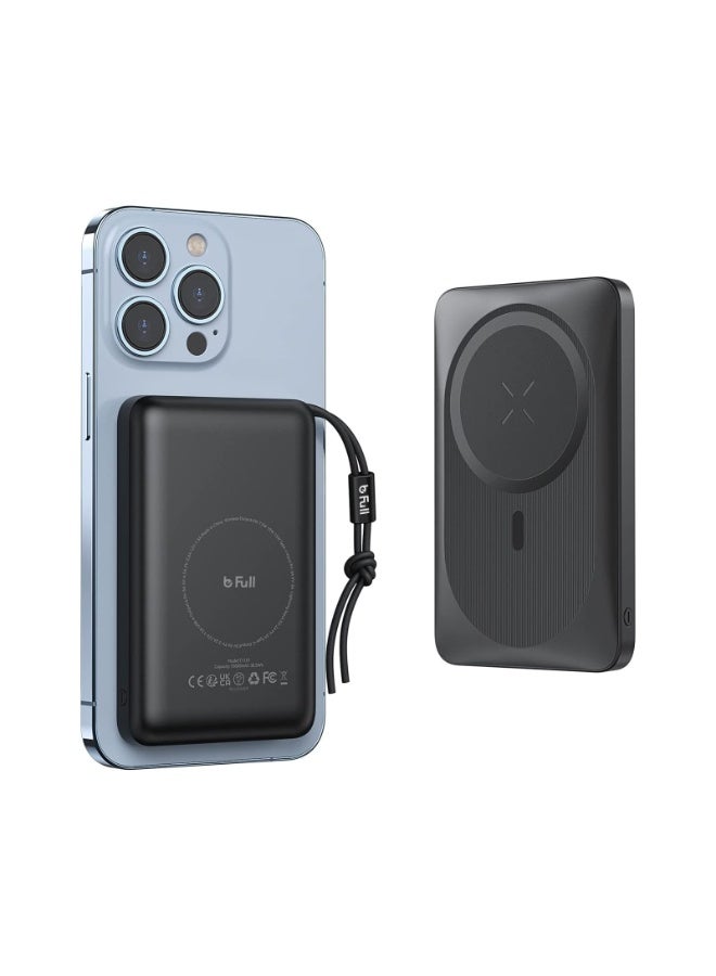 بي فول باوربانك bFull سعة 10000mAh شحن لاسلكي مغناطيسي 15W مع تقنية QC + PD ودعم Lightning وUSB-C – شحن سريع وآمن - Image 4