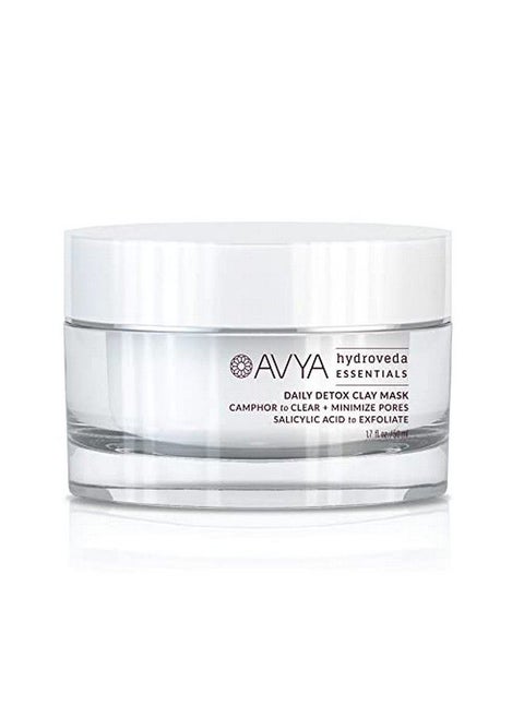 Avya Hydroveda Essentials Daily Detox Clay Mask (1.7Oz) Bentonite Clay Treatment For Blemishes & Calming Camphor For Inflammation / Remove Impurities And Cleanse Pores