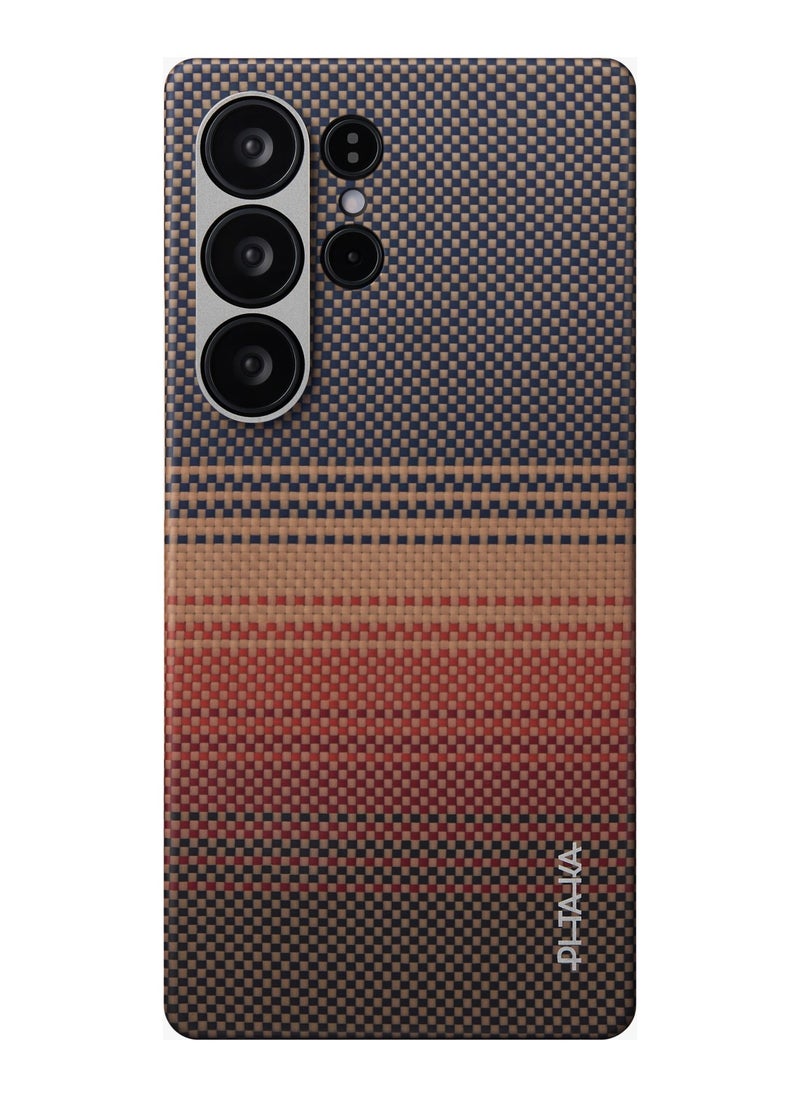 PITAKA Galaxy S25 Ultra Magsafe Case Aries Tactile Woven Cover / Ultra Slim / Raised Camera Lip / Woven Touch / Drop and Damage Protection / Durable Back Cover - Sunset  - Image 1