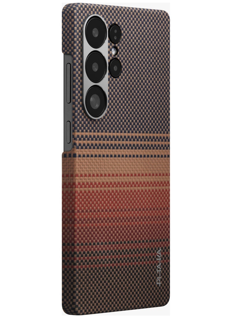 PITAKA Galaxy S25 Ultra Magsafe Case Aries Tactile Woven Cover / Ultra Slim / Raised Camera Lip / Woven Touch / Drop and Damage Protection / Durable Back Cover - Sunset  - Image 3