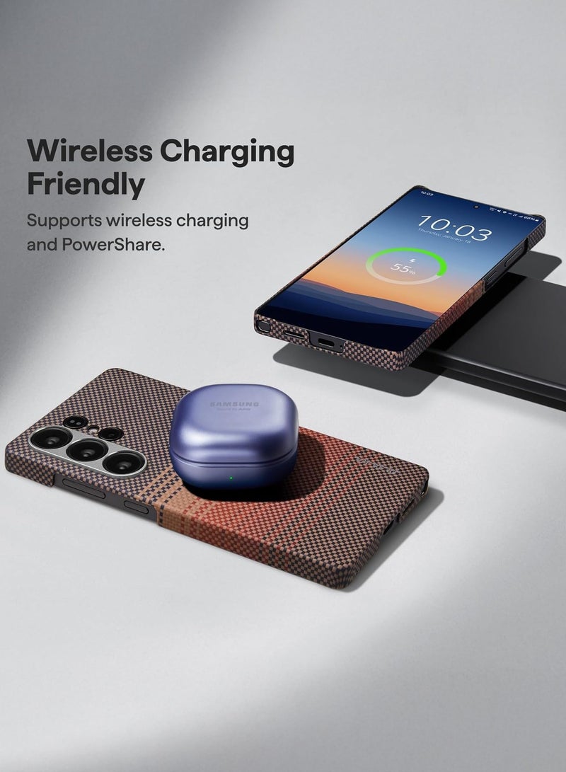 بيتاكا جراب جالكسي اس 25 الترا ماجسيف من برج الحمل غطاء منسوج عن طريق اللمس / نحيف للغاية / حافة كاميرا مرتفعة / لمسة منسوجة / حماية من السقوط والتلف / غطاء خلفي متين Galaxy S25 Ultra Magsafe- غروب - Image 2