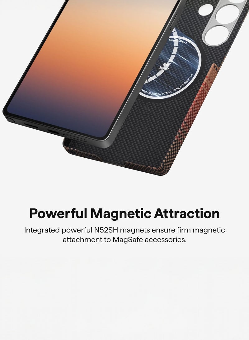 بيتاكا جراب جالكسي اس 25 الترا ماجسيف من برج الحمل غطاء منسوج عن طريق اللمس / نحيف للغاية / حافة كاميرا مرتفعة / لمسة منسوجة / حماية من السقوط والتلف / غطاء خلفي متين Galaxy S25 Ultra Magsafe- غروب - Image 4