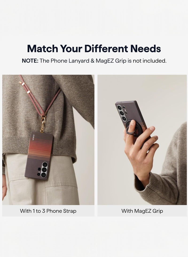 بيتاكا جراب جالكسي اس 25 الترا ماجسيف من برج الحمل غطاء منسوج عن طريق اللمس / نحيف للغاية / حافة كاميرا مرتفعة / لمسة منسوجة / حماية من السقوط والتلف / غطاء خلفي متين Galaxy S25 Ultra Magsafe- غروب - Image 3