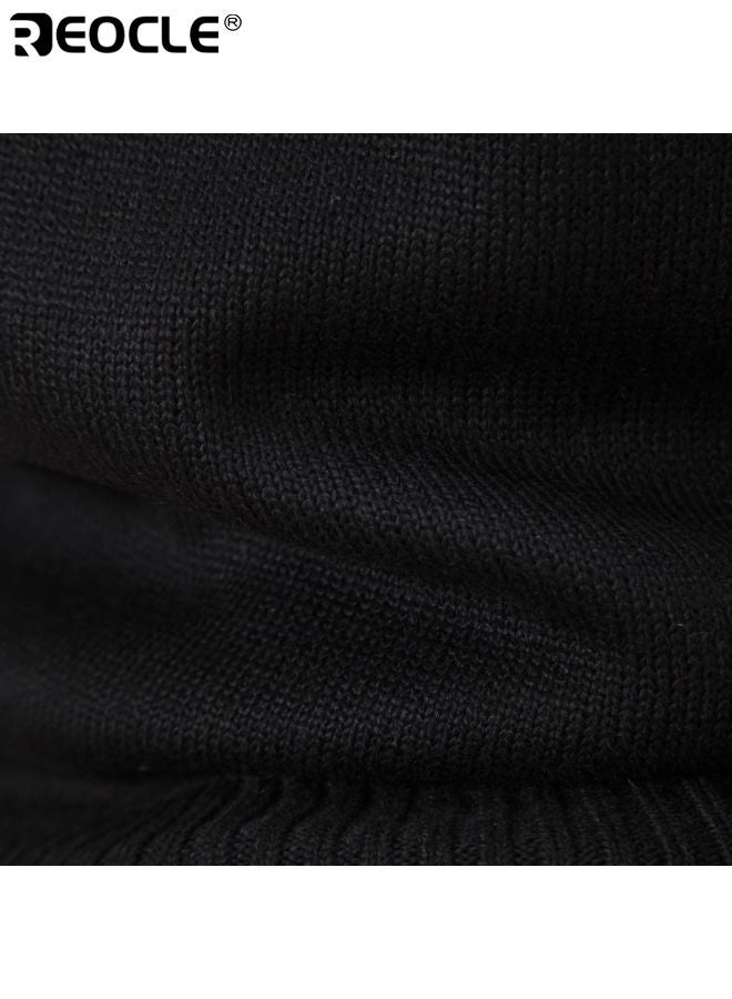 REOCLE Men's Knit Cardigan with Long Sleeve Design and Relaxed Fit Casual Sweater with Zip-up Front for Autumn Layering - Image 4