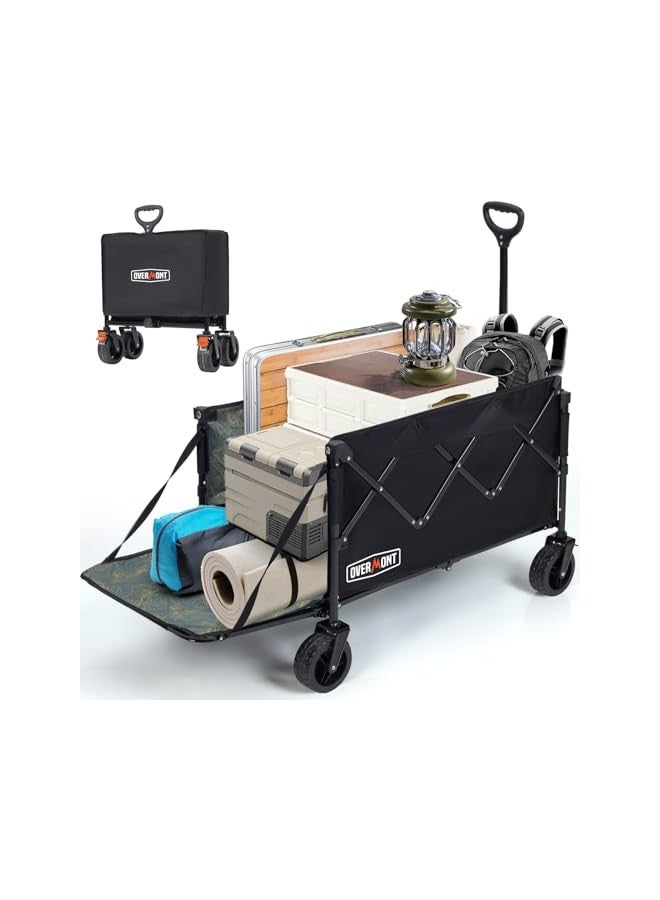 Overmont Overmont 200L Foldable Wagon Cart - 49.2" Extended Heavy Duty Collapsible Folding Utility Wagon with All-Terrain Big Wheels for Outdoor Camping Sports Garden Beach Grocery - 265lbs Support 