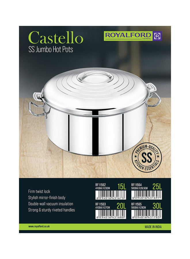 Royalford Food-Grade Hot And Cold Hotpot With Double Wall Vacuum Insulation| Firm Twist Lock To Keep Food Fresh For Long| Elegant And Unique Design Perfect For Rice Roti Curry| Silver Silver 41(d)x23 cmLiters - Image 5