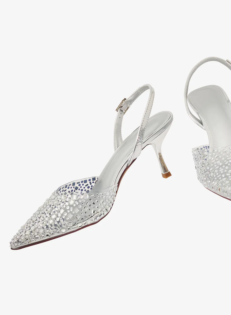 Ella Limited Edition Rhinestone Embellished Mid Heeled Pumps