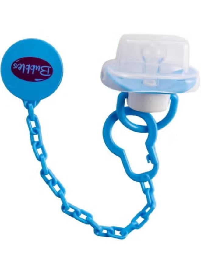 Bubbles Beveled Orthodontic Soother & Pacifier Chain Set - BPA-Free, Multishape Shield - Blue - Image 3