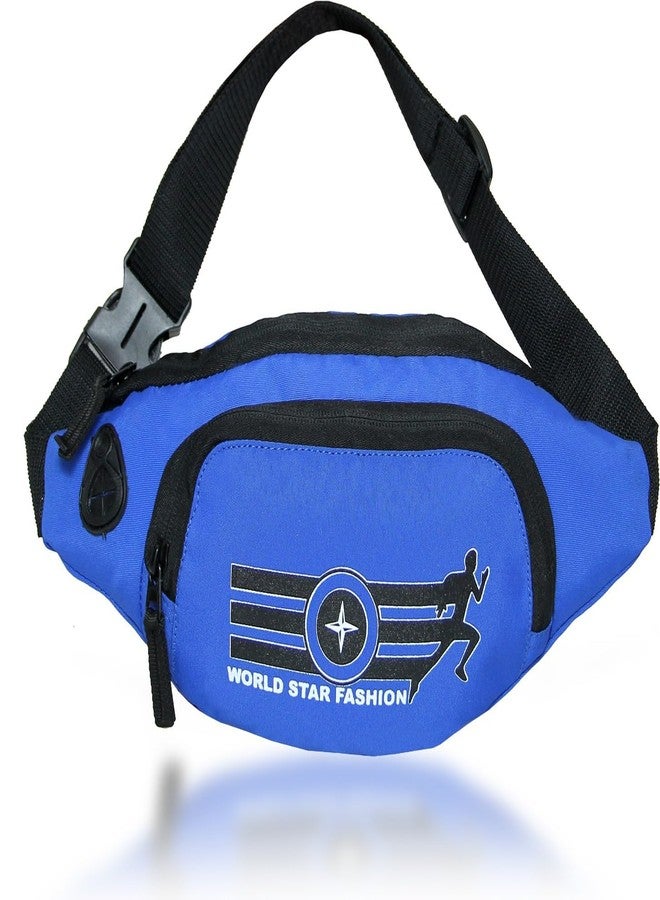 World Star Polyester Waist Pack Travel Handy Hiking Zip Pouch Document Money Phone Belt Sport Bag for Men and Women and Adult | Blue | King Royal Blue Waist Bag - Image 1