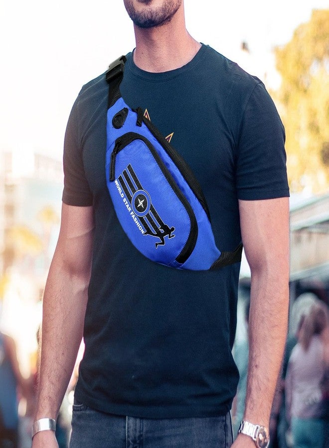 World Star Polyester Waist Pack Travel Handy Hiking Zip Pouch Document Money Phone Belt Sport Bag for Men and Women and Adult | Blue | King Royal Blue Waist Bag - Image 4