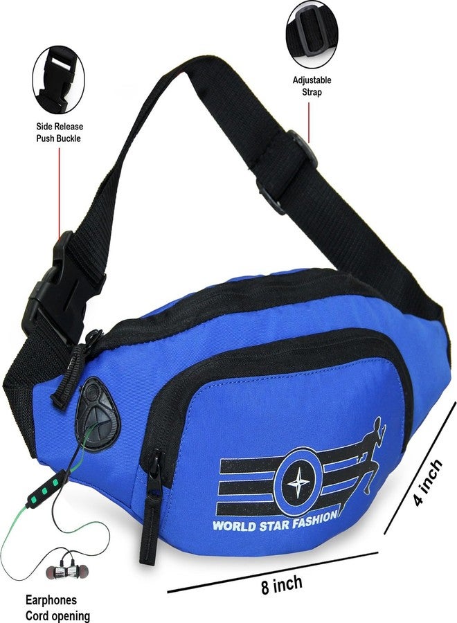 World Star Polyester Waist Pack Travel Handy Hiking Zip Pouch Document Money Phone Belt Sport Bag for Men and Women and Adult | Blue | King Royal Blue Waist Bag - Image 5