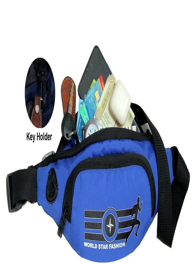 World Star Polyester Waist Pack Travel Handy Hiking Zip Pouch Document Money Phone Belt Sport Bag for Men and Women and Adult | Blue | King Royal Blue Waist Bag - Image 3
